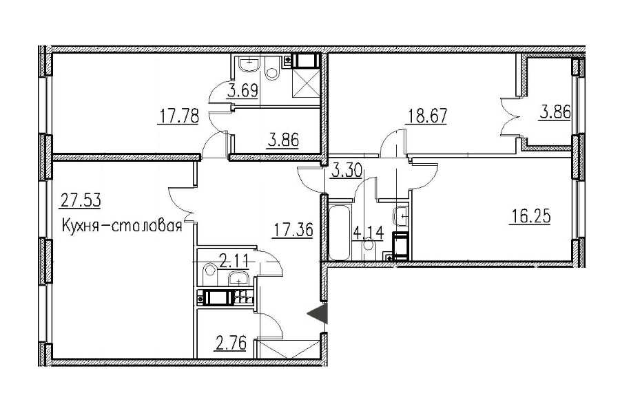 Трехкомнатная квартира в : площадь 117.3 м2 , этаж: 5 – купить в Санкт-Петербурге